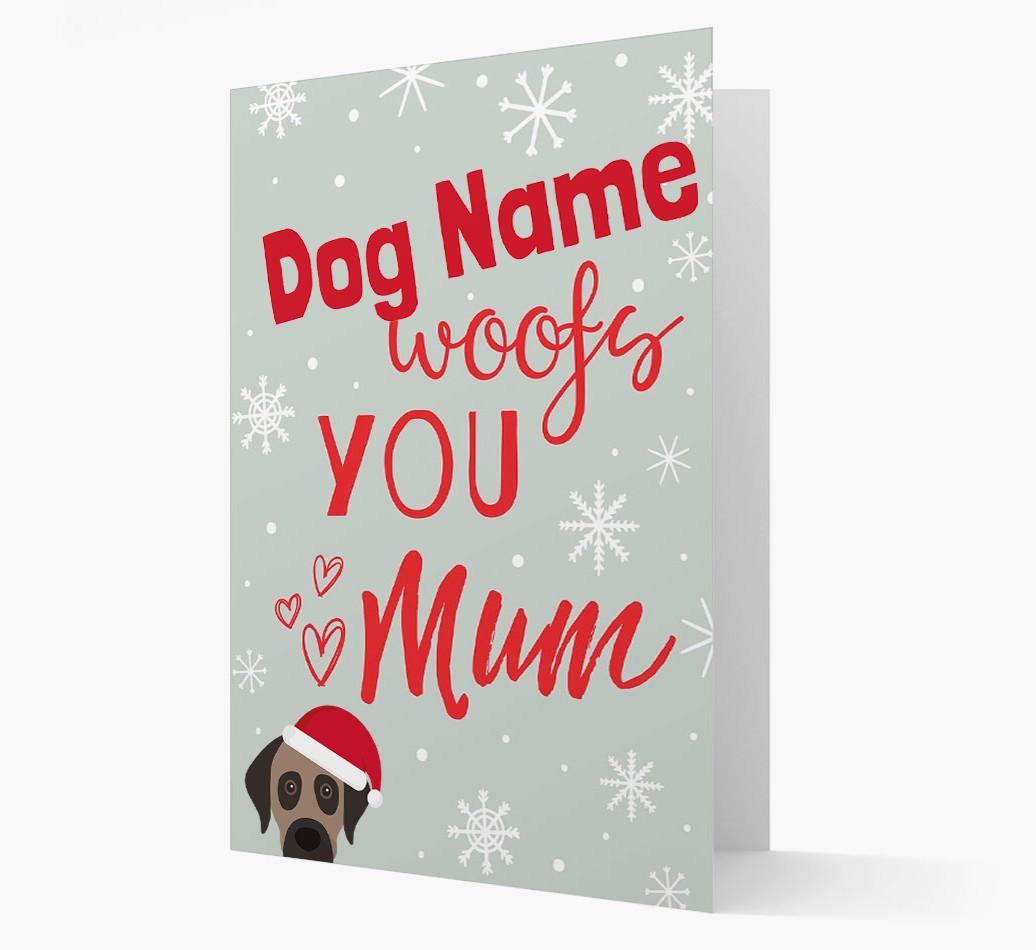 'I Woof You Mum' Card with your {breedFullName} Christmas Icon
