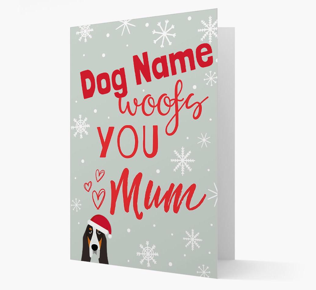 'I Woof You Mum' Card with your {breedFullName} Christmas Icon