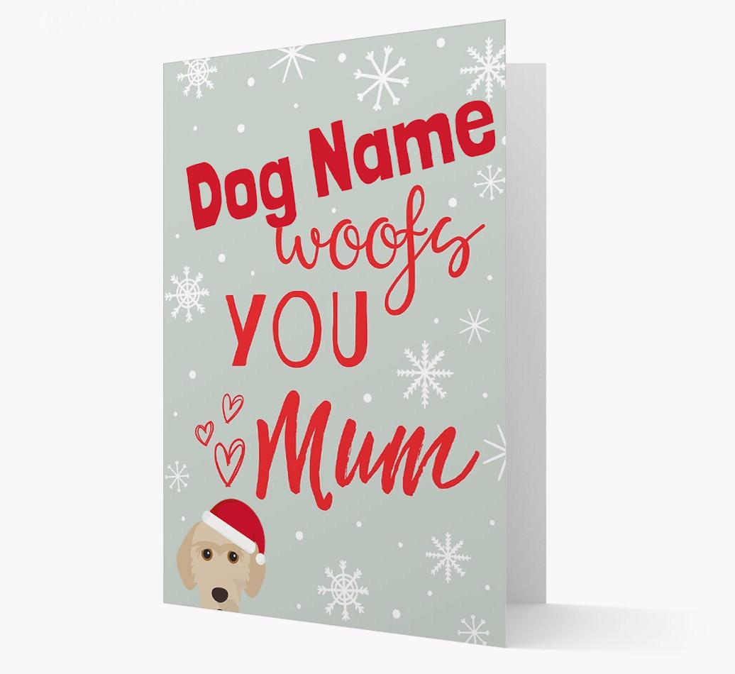 'I Woof You Mum' Card with your {breedFullName} Christmas Icon