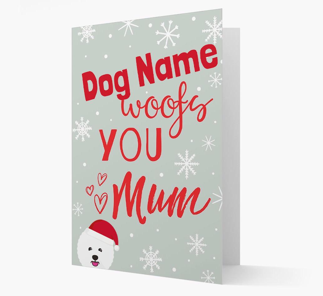 'I Woof You Mum' Card with your {breedFullName} Christmas Icon