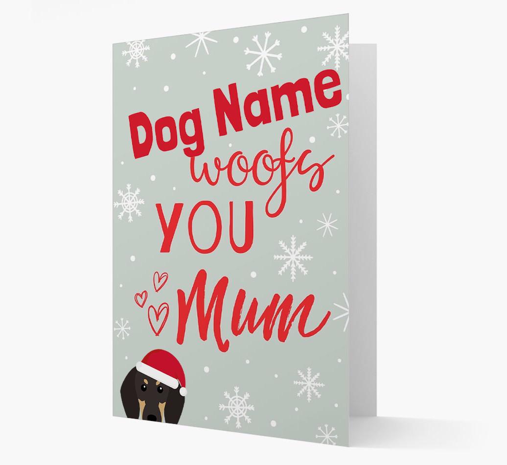 'I Woof You Mum' Card with your {breedFullName} Christmas Icon