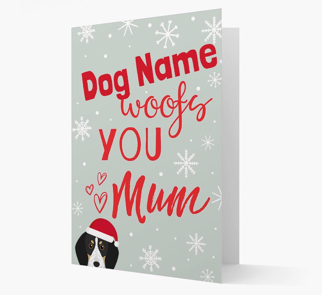 'I Woof You Mum' Card with your {breedFullName} Christmas Icon
