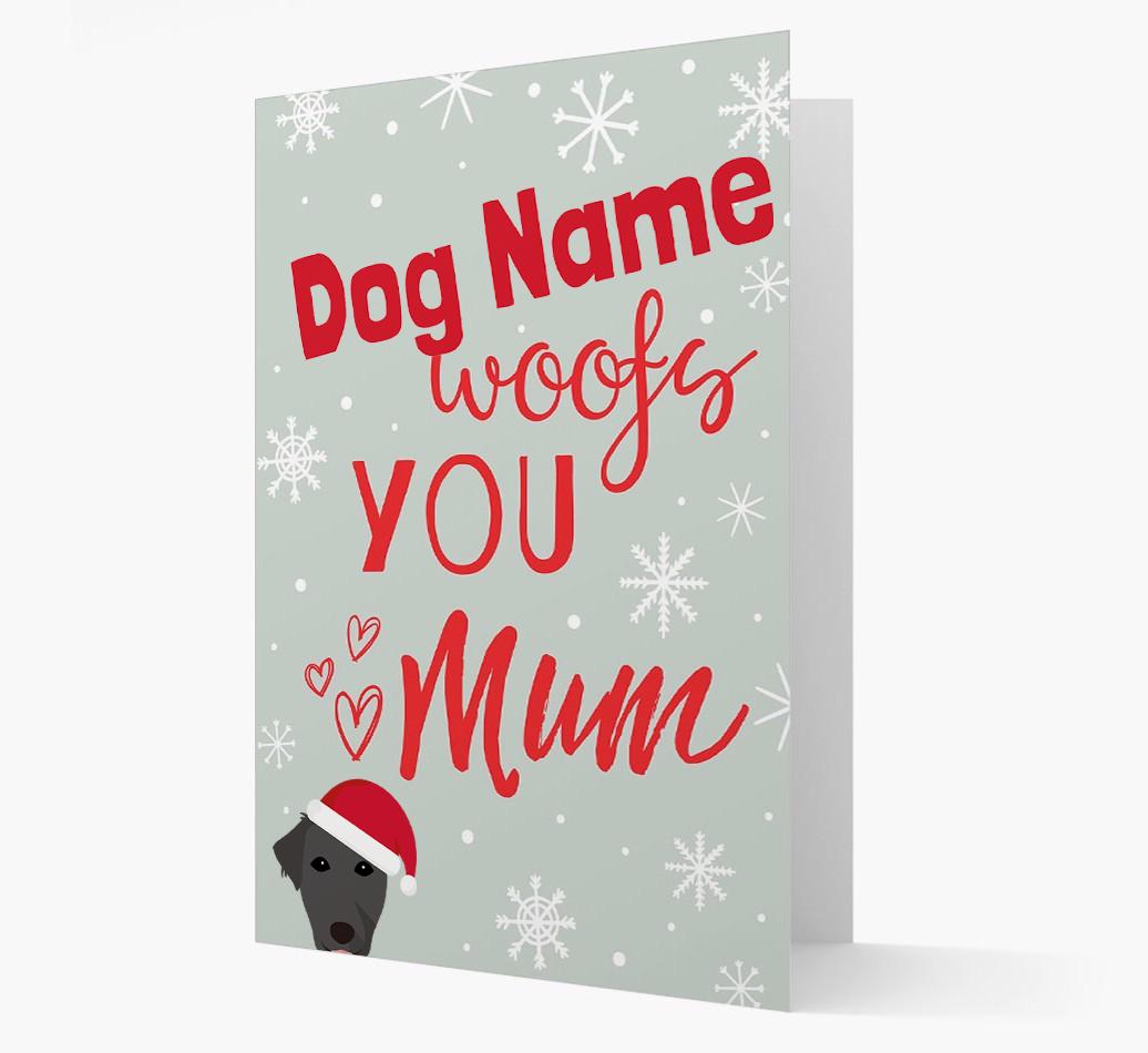 'I Woof You Mum' Card with your {breedFullName} Christmas Icon