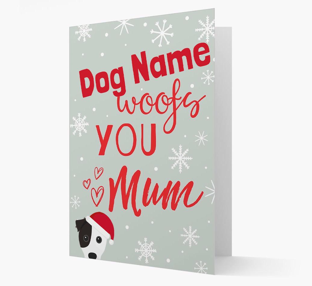 'I Woof You Mum' Card with your {breedFullName} Christmas Icon
