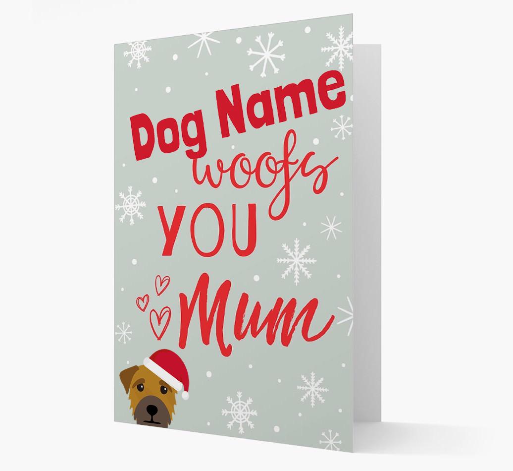 'I Woof You Mum' Card with your {breedFullName} Christmas Icon