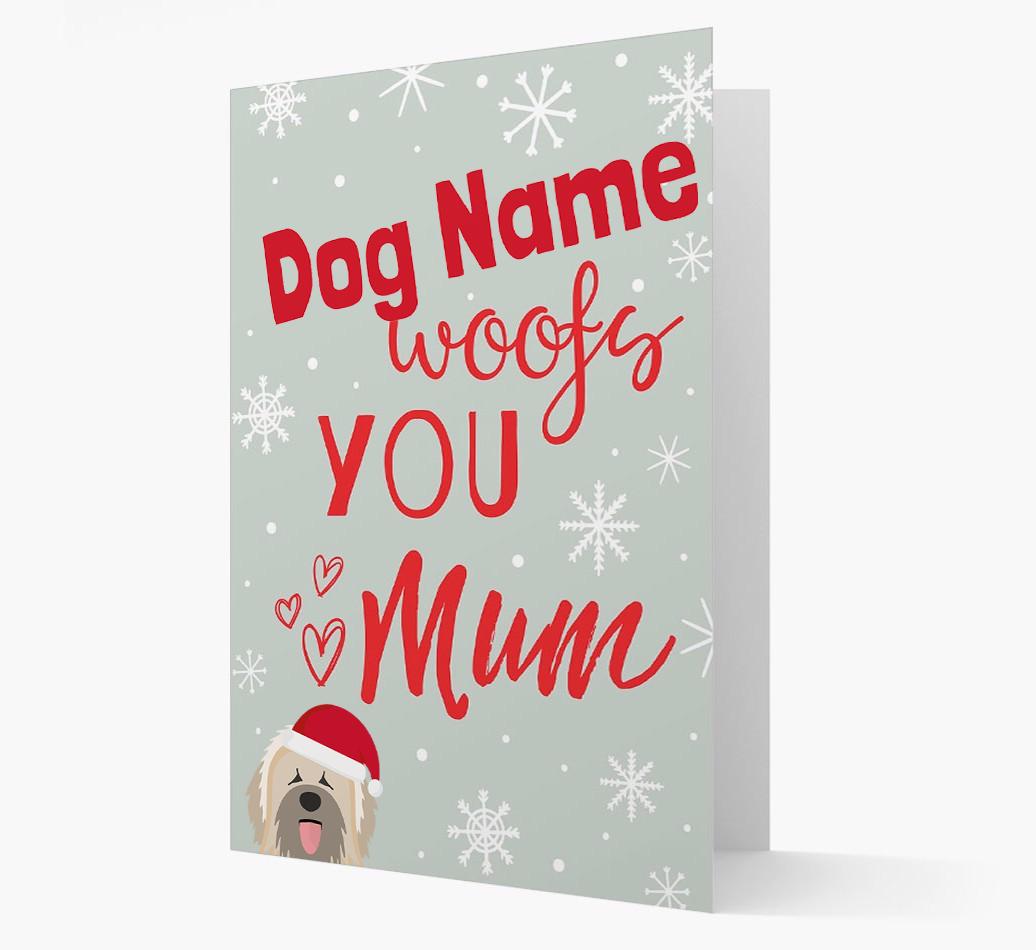 'I Woof You Mum' Card with your {breedFullName} Christmas Icon