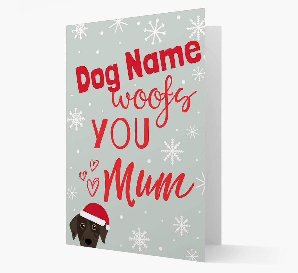'I Woof You Mum' Card with your {breedFullName} Christmas Icon