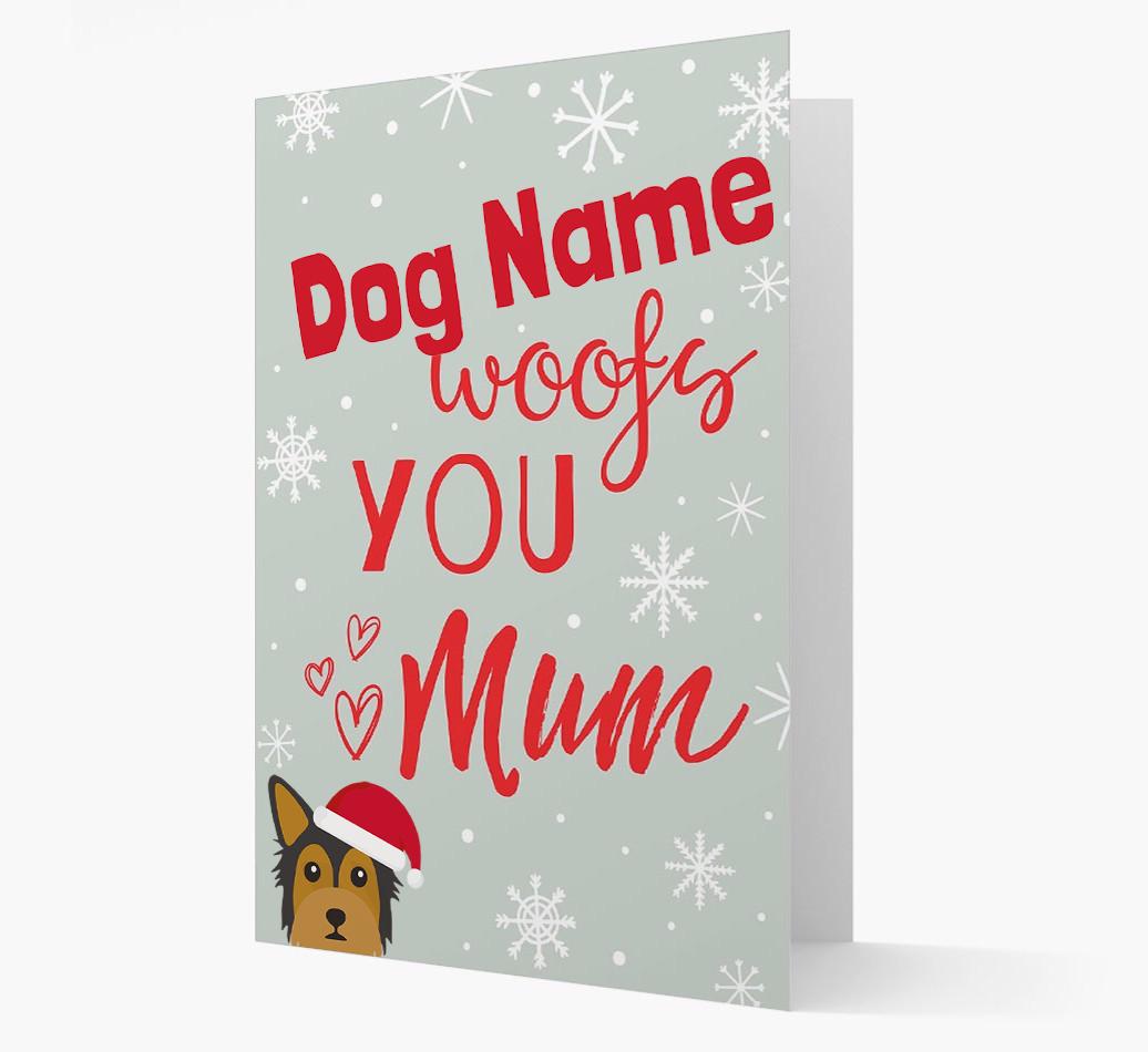 'I Woof You Mum' Card with your {breedFullName} Christmas Icon