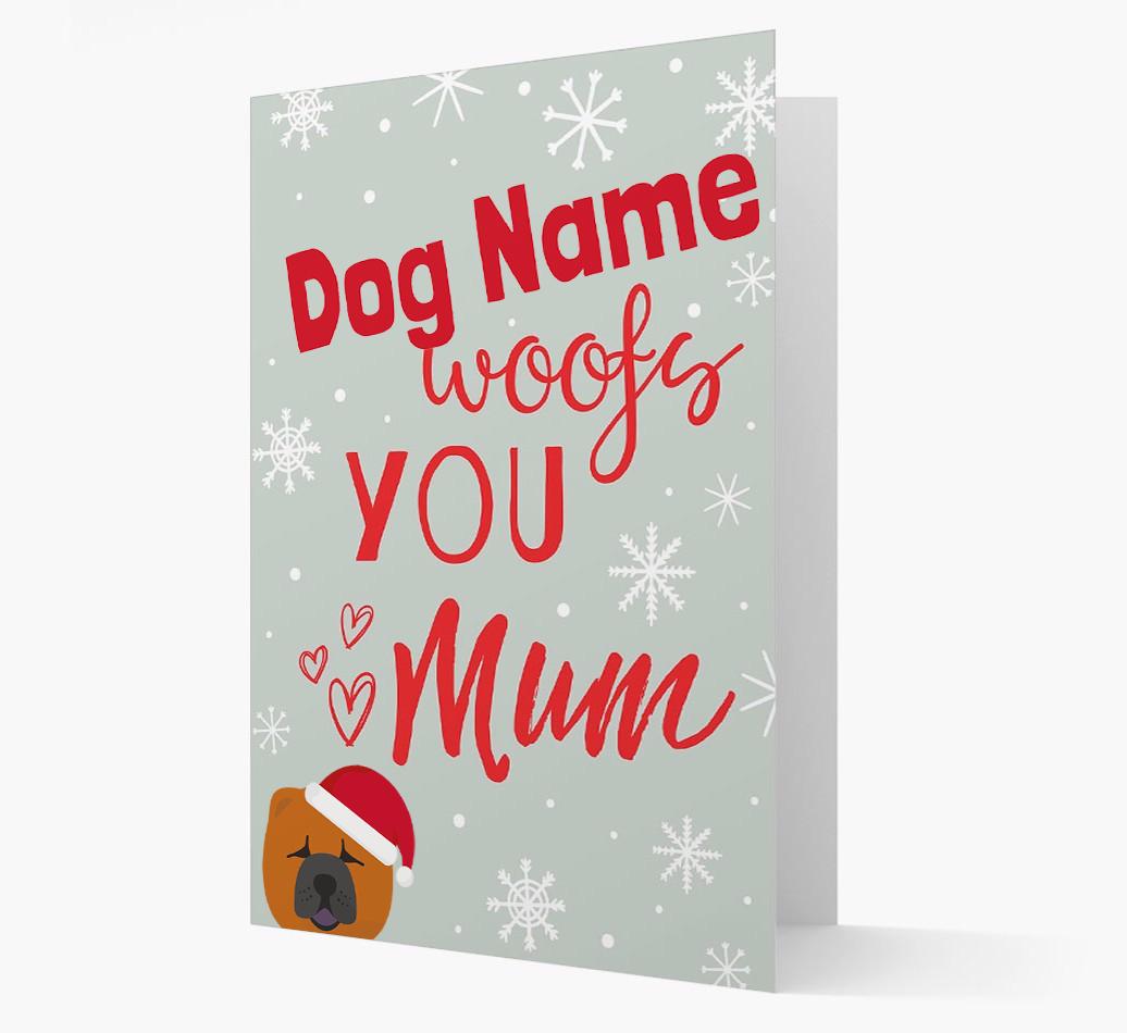 'I Woof You Mum' Card with your {breedFullName} Christmas Icon