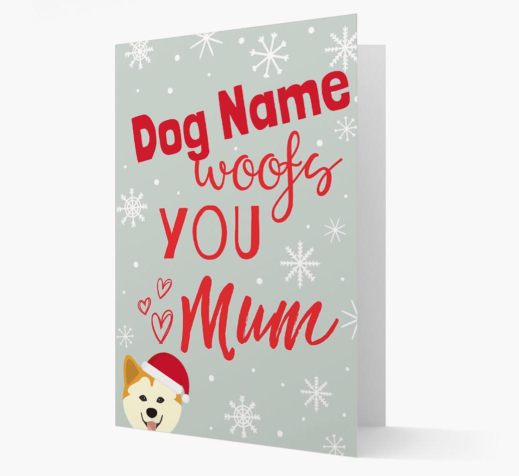 'I Woof You Mum' Card with your {breedFullName} Christmas Icon