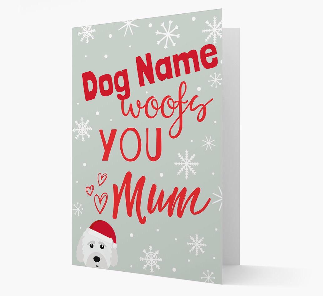 'I Woof You Mum' Card with your {breedFullName} Christmas Icon