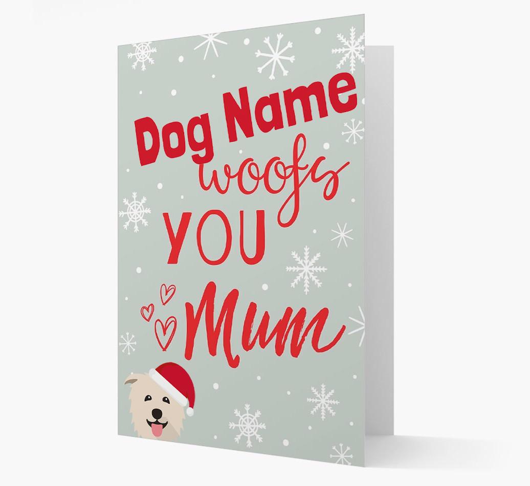 'I Woof You Mum' Card with your {breedFullName} Christmas Icon