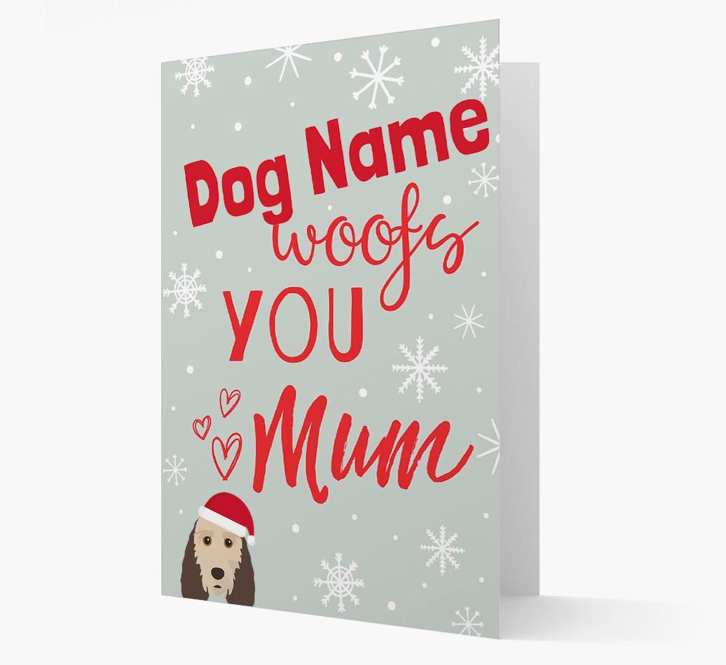 'I Woof You Mum' Card with your {breedFullName} Christmas Icon