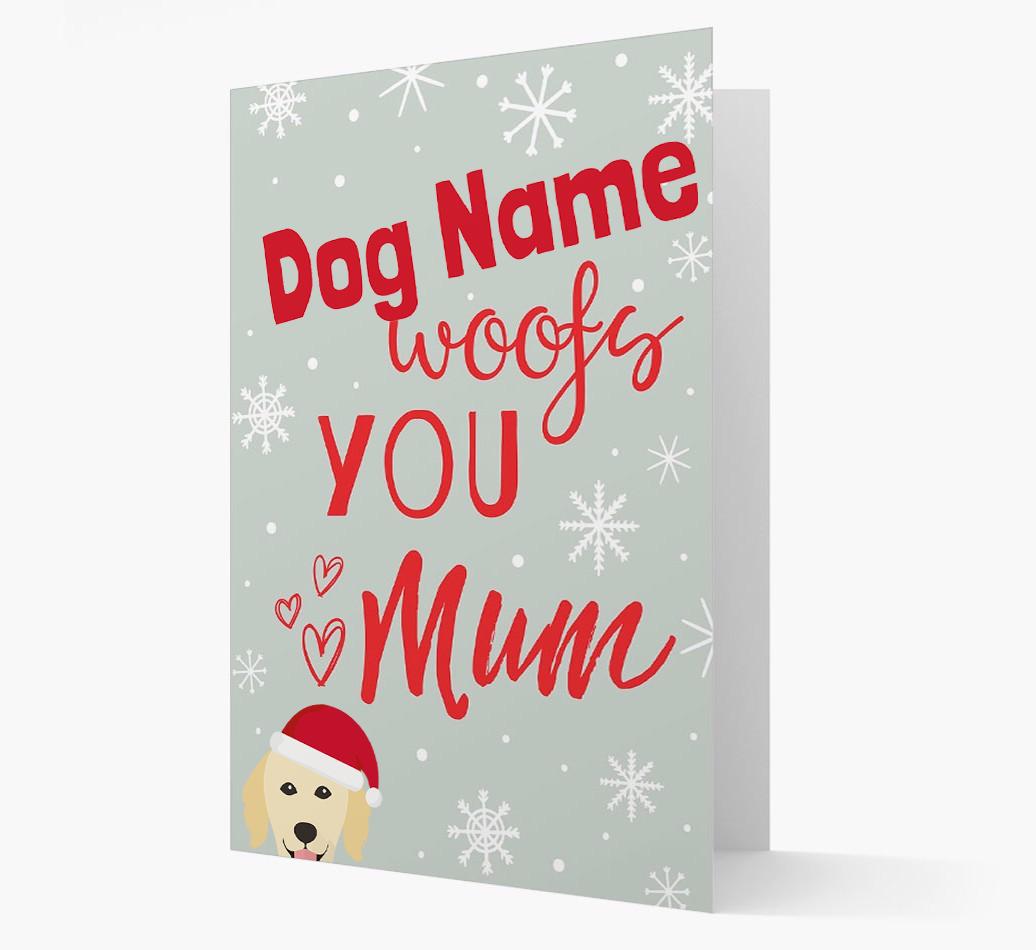 'I Woof You Mum' Card with your {breedFullName} Christmas Icon
