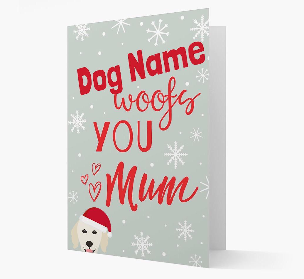 'I Woof You Mum' Card with your {breedFullName} Christmas Icon