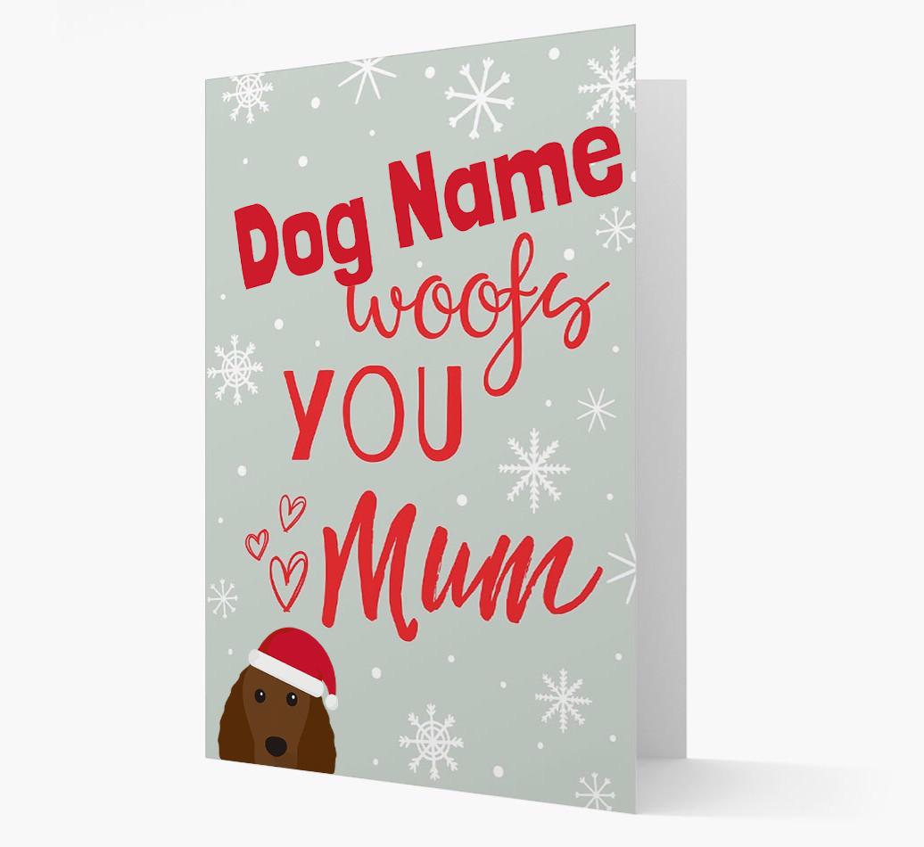 'I Woof You Mum' Card with your {breedFullName} Christmas Icon