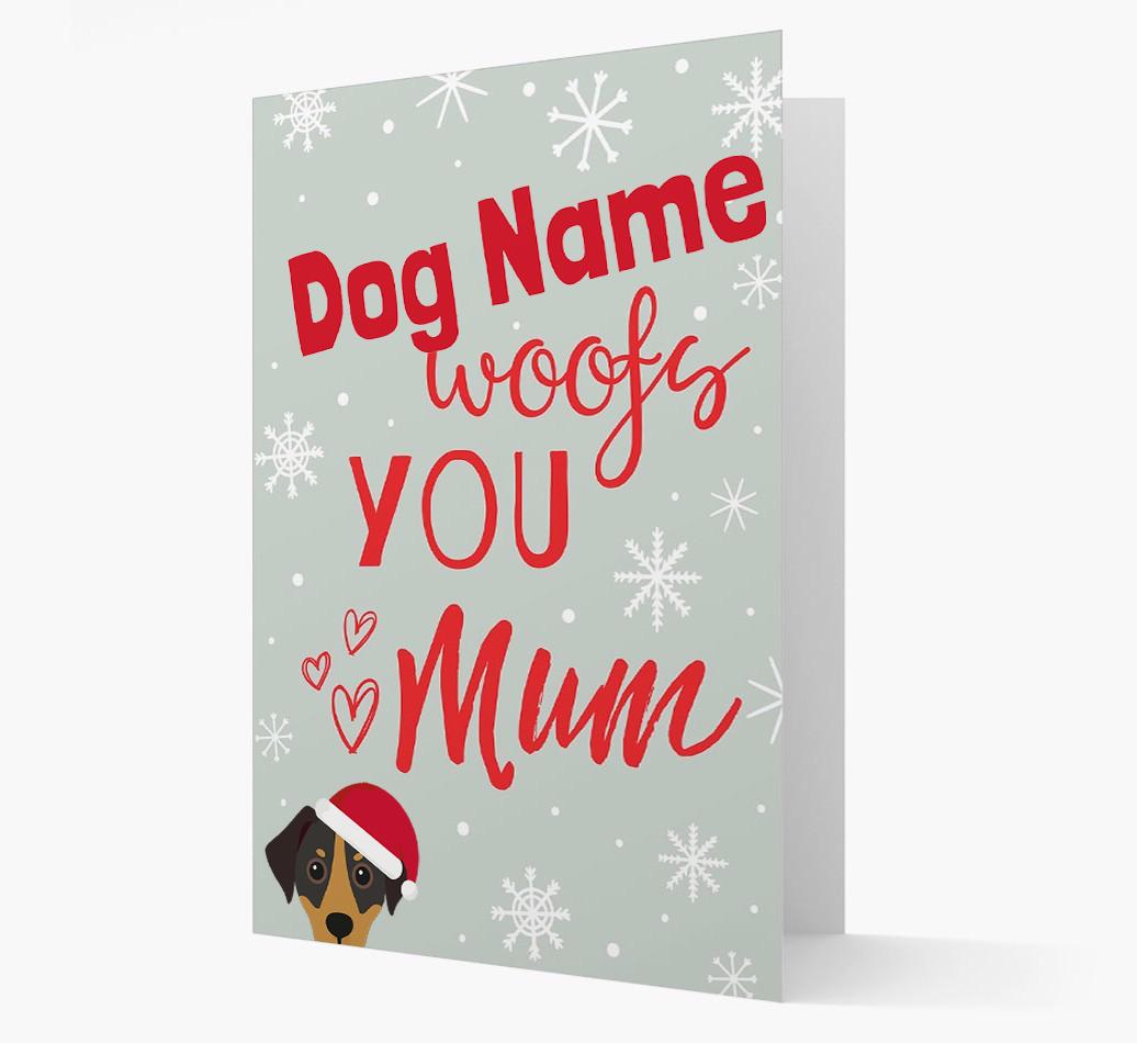 'I Woof You Mum' Card with your {breedFullName} Christmas Icon