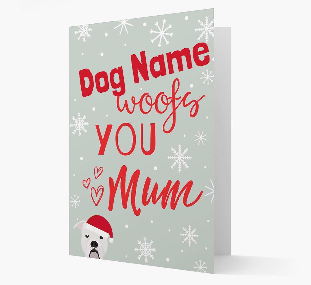 'I Woof You Mum' Card with your {breedFullName} Christmas Icon