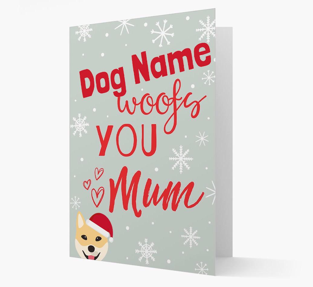 'I Woof You Mum' Card with your {breedFullName} Christmas Icon