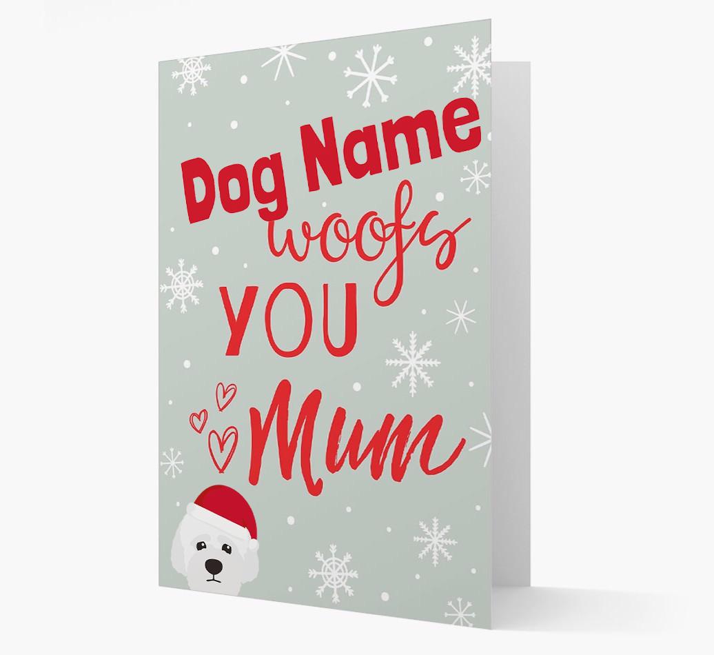 'I Woof You Mum' Card with your {breedFullName} Christmas Icon