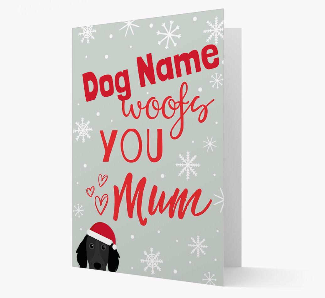 'I Woof You Mum' Card with your {breedFullName} Christmas Icon