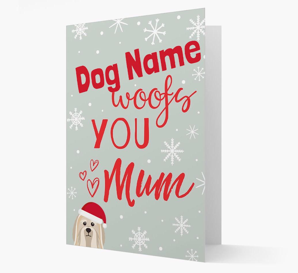 'I Woof You Mum' Card with your {breedFullName} Christmas Icon