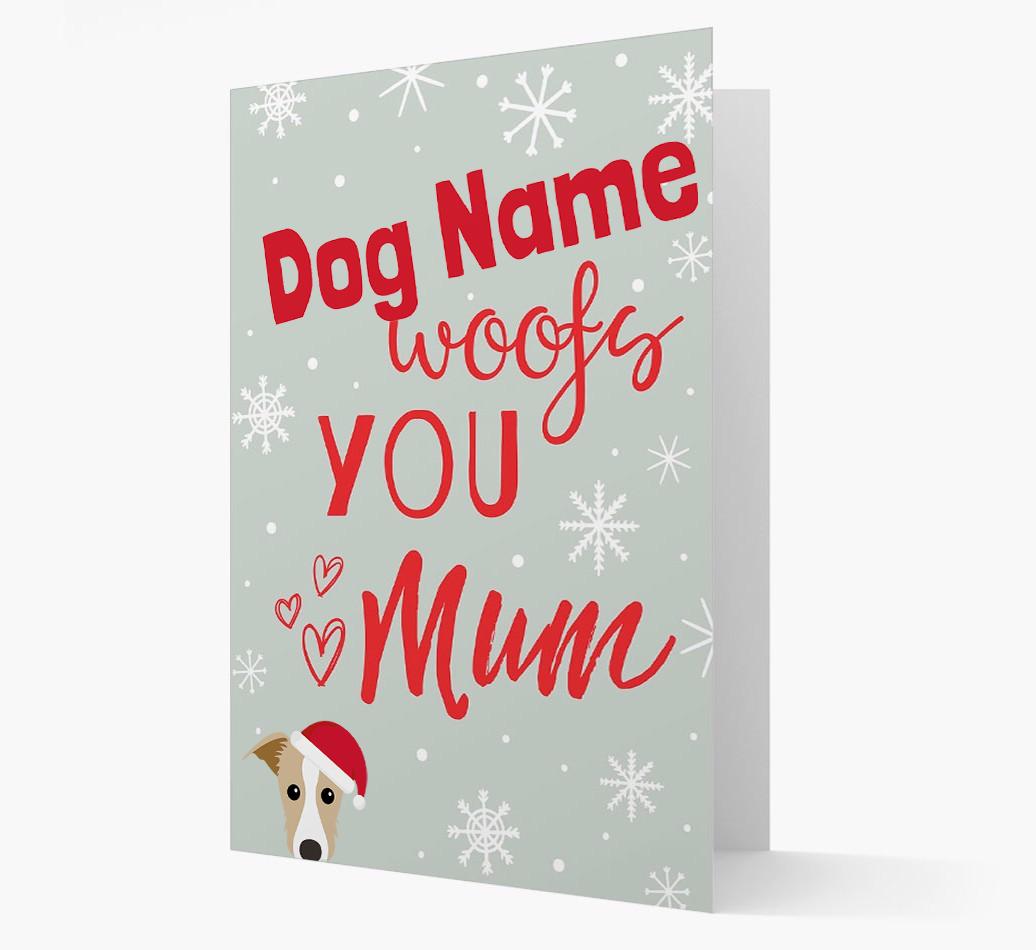'I Woof You Mum' Card with your {breedFullName} Christmas Icon