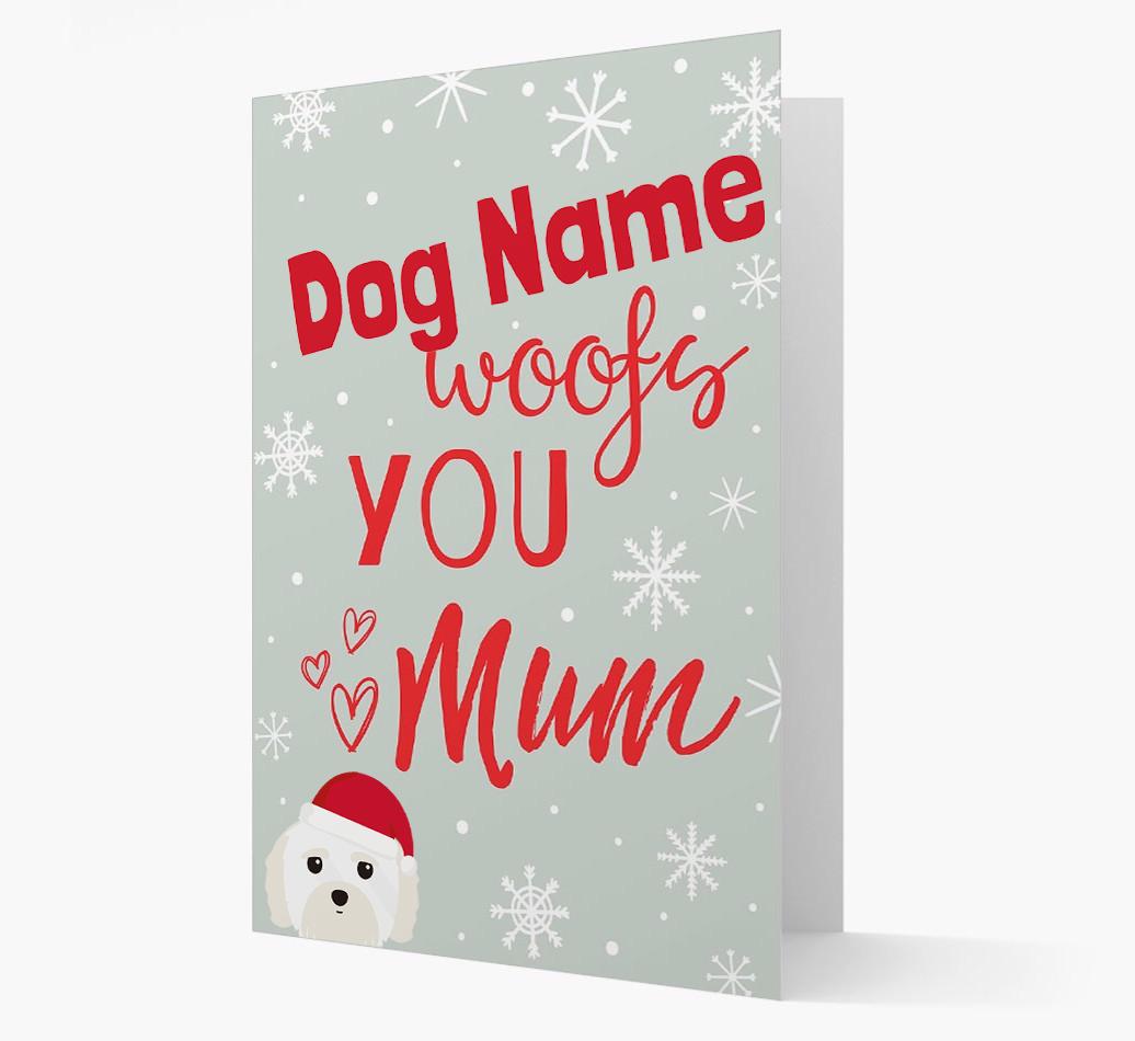 'I Woof You Mum' Card with your {breedFullName} Christmas Icon