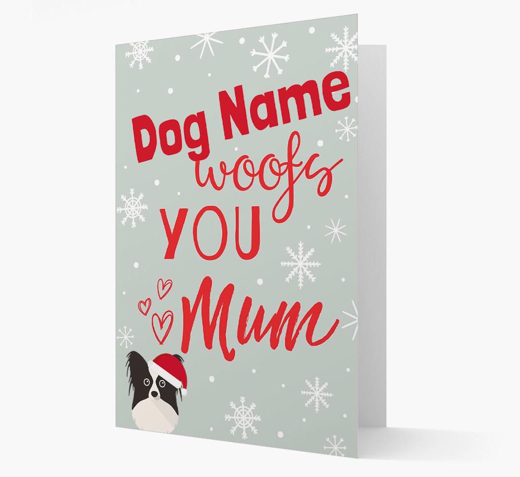 'I Woof You Mum' Card with your {breedFullName} Christmas Icon