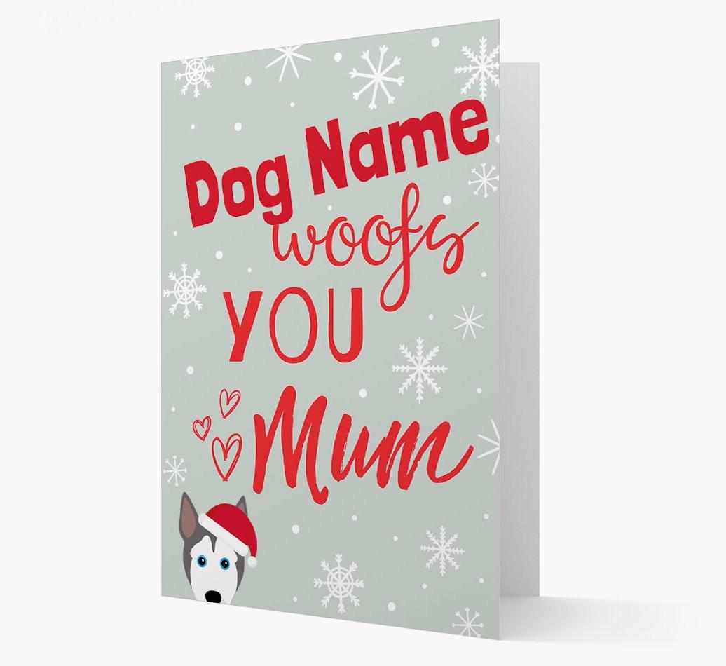 'I Woof You Mum' Card with your {breedFullName} Christmas Icon