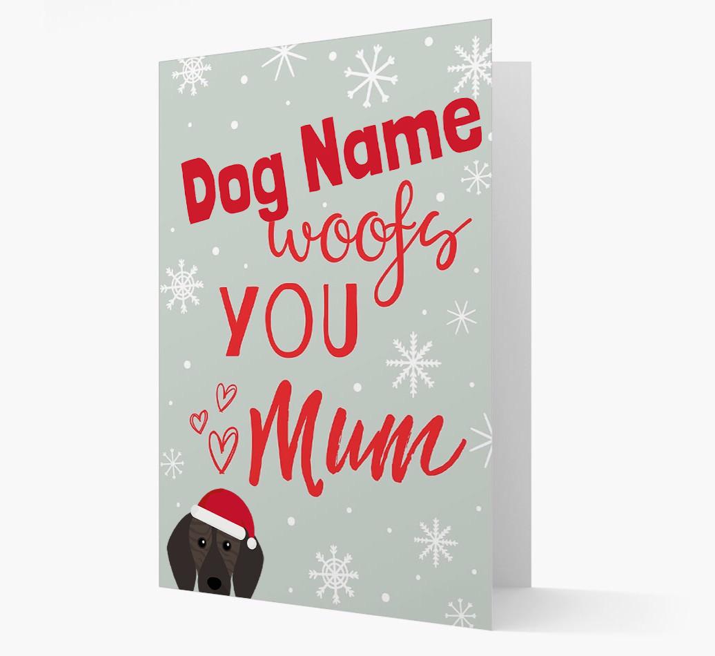 'I Woof You Mum' Card with your {breedFullName} Christmas Icon