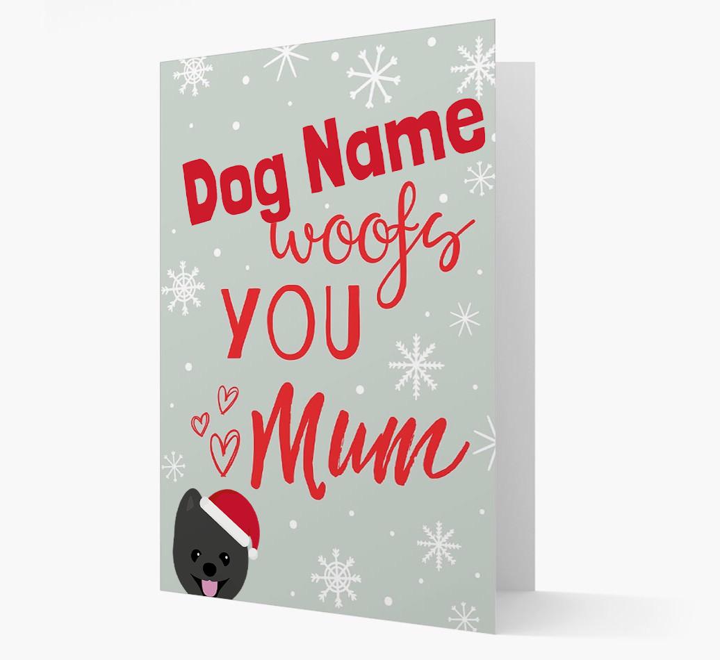'I Woof You Mum' Card with your {breedFullName} Christmas Icon