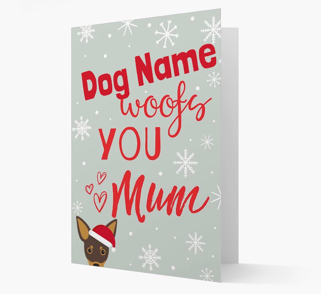 'I Woof You Mum' Card with your {breedFullName} Christmas Icon