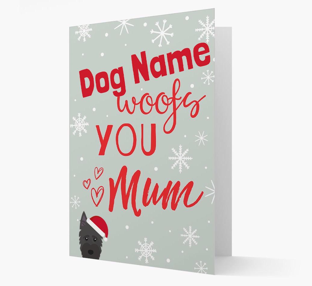 'I Woof You Mum' Card with your {breedFullName} Christmas Icon