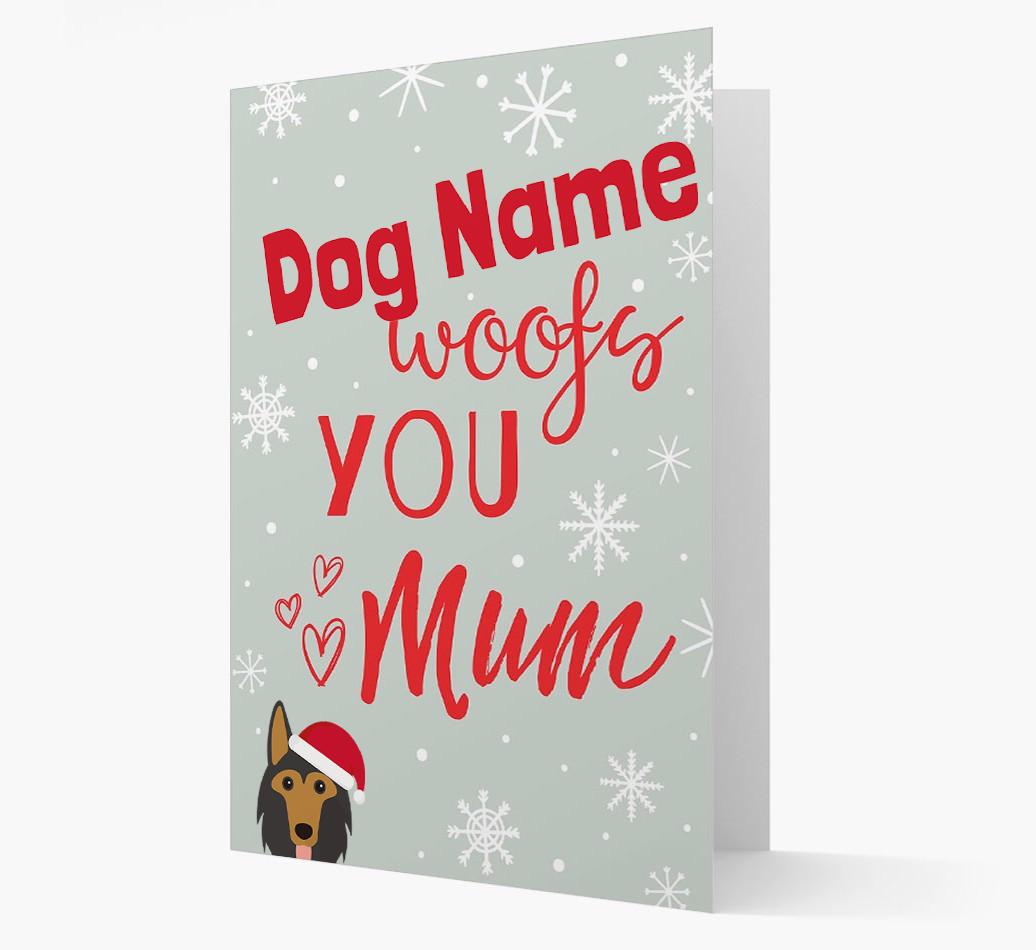 'I Woof You Mum' Card with your {breedFullName} Christmas Icon