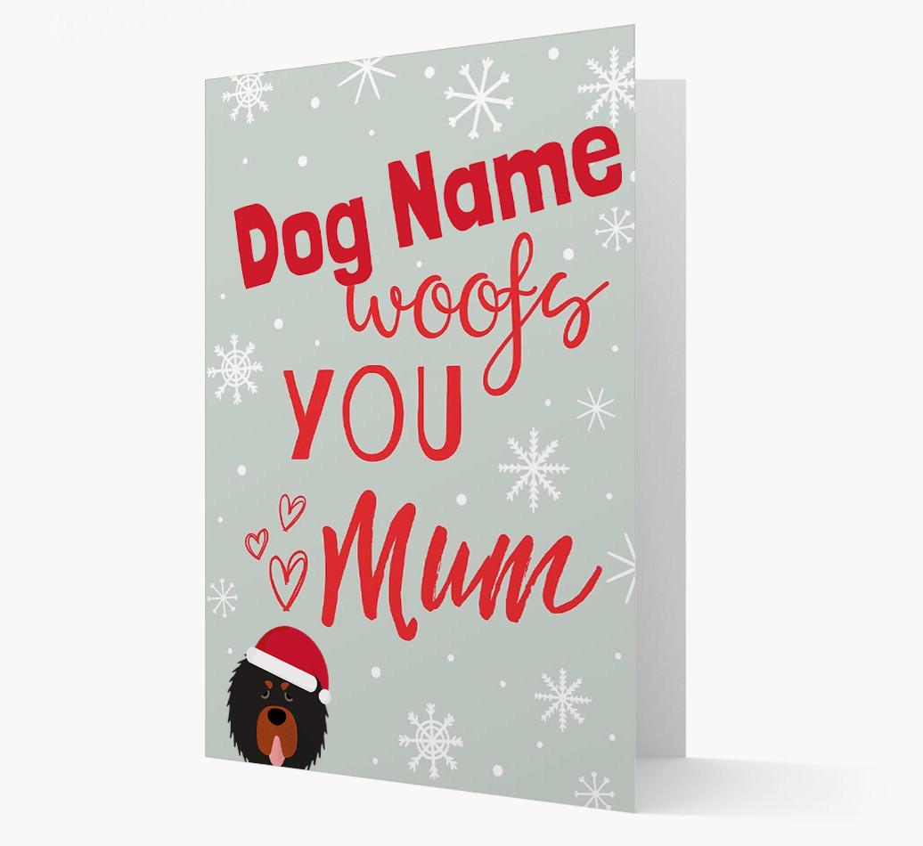 'I Woof You Mum' Card with your {breedFullName} Christmas Icon
