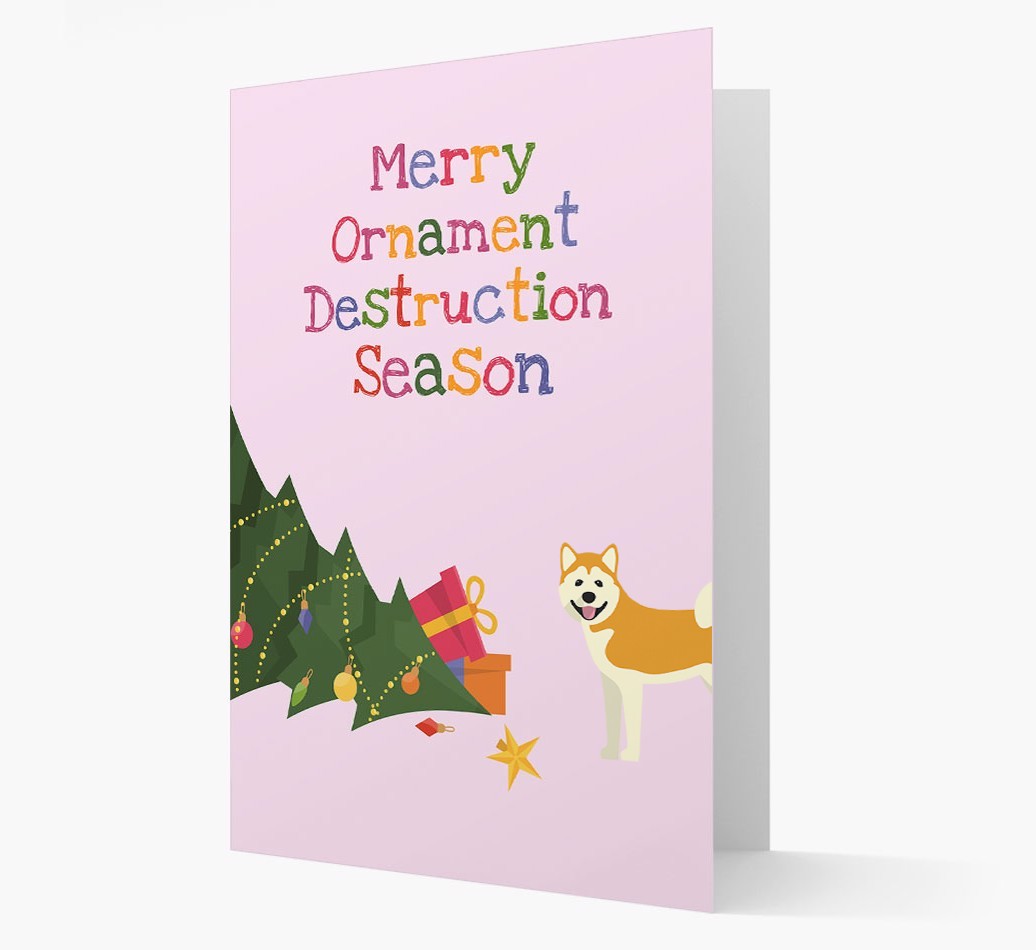 'Merry Ornament Destruction Season' Christmas Card with {breedCommonName} Icon