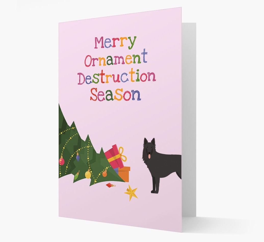 'Merry Ornament Destruction Season' Christmas Card with {breedCommonName} Icon