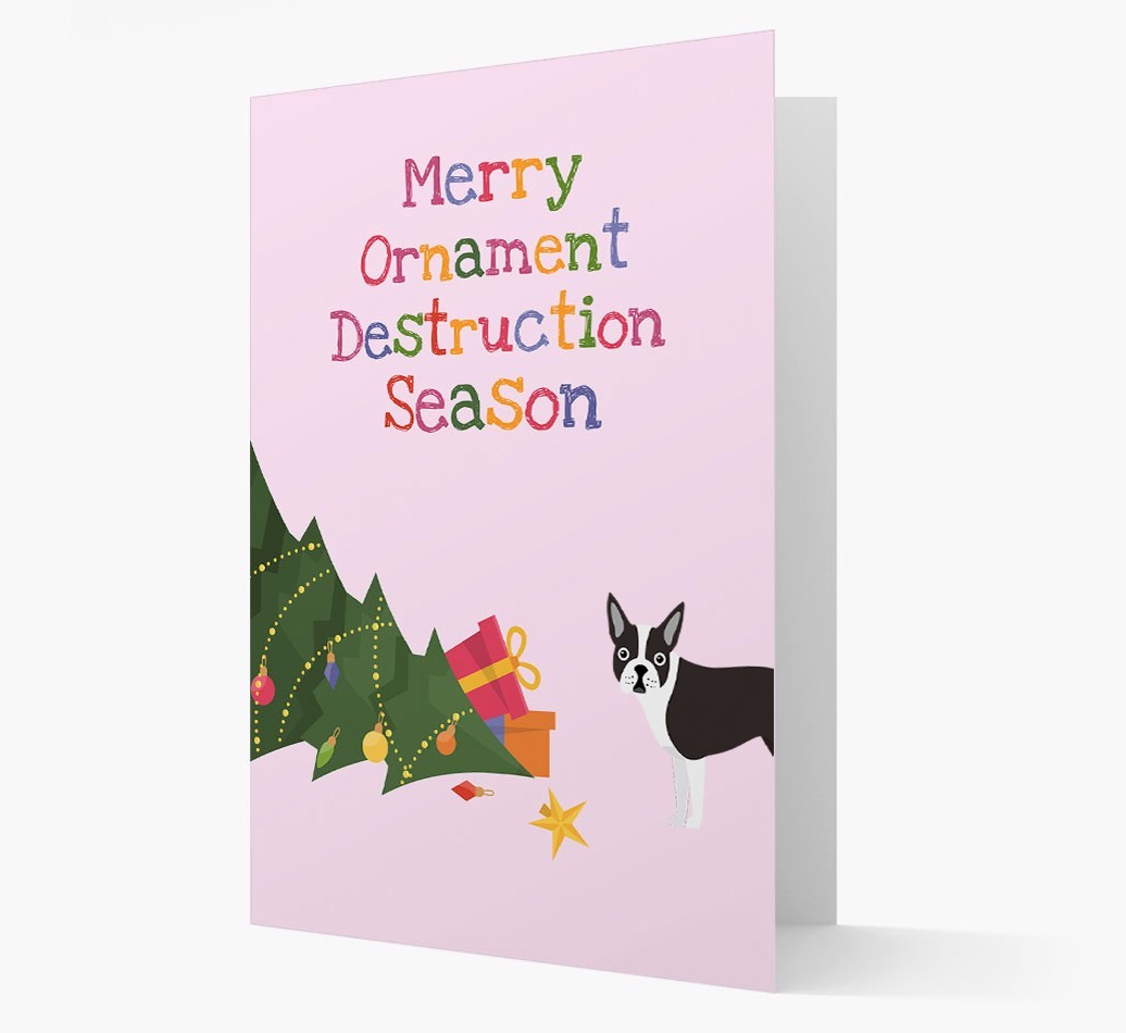 'Merry Ornament Destruction Season' Christmas Card with {breedCommonName} Icon