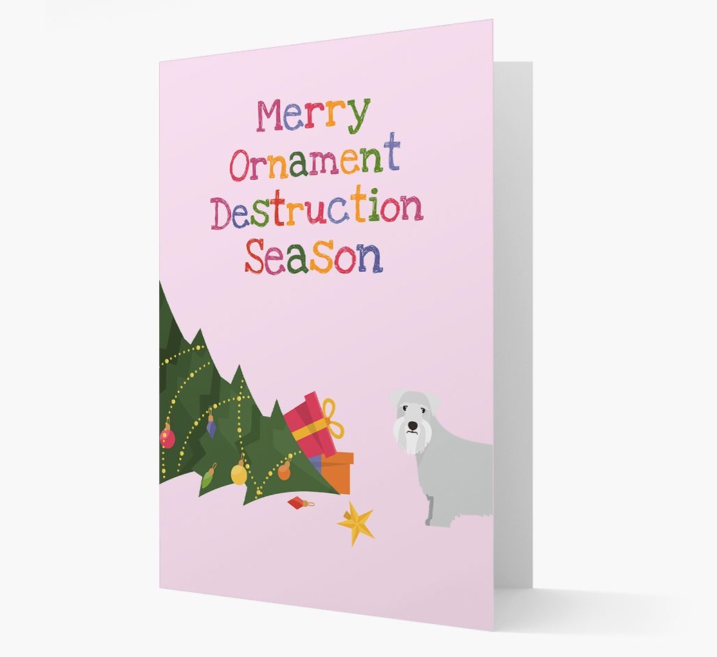 'Merry Ornament Destruction Season' Christmas Card with {breedCommonName} Icon