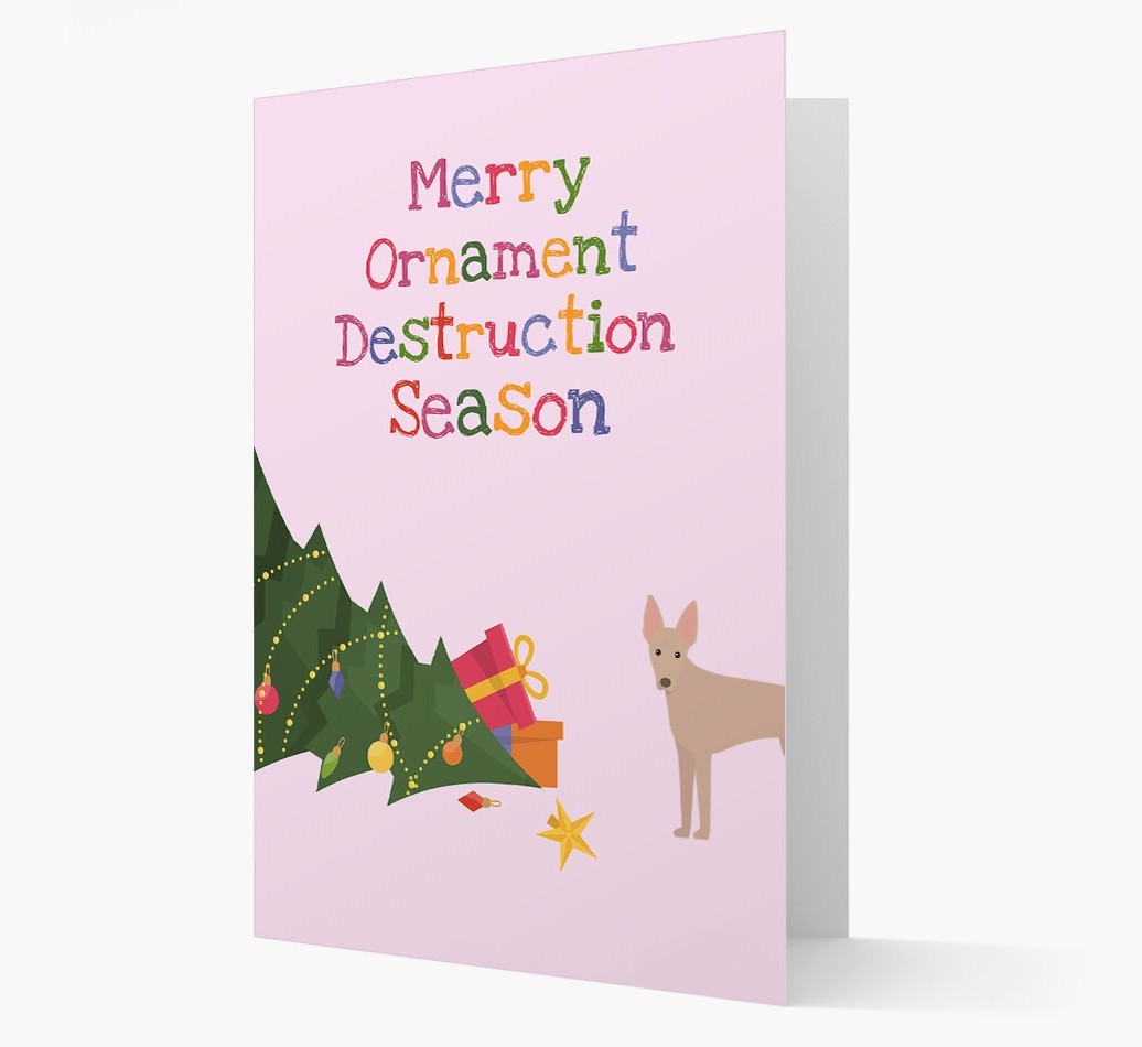 'Merry Ornament Destruction Season' Christmas Card with {breedCommonName} Icon
