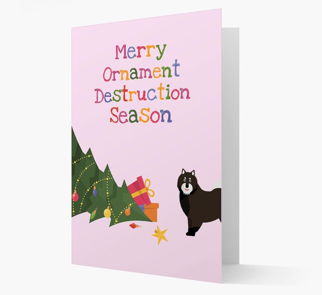 'Merry Ornament Destruction Season' Christmas Card with {breedCommonName} Icon