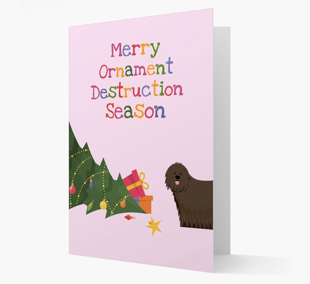 'Merry Ornament Destruction Season' Christmas Card with {breedCommonName} Icon