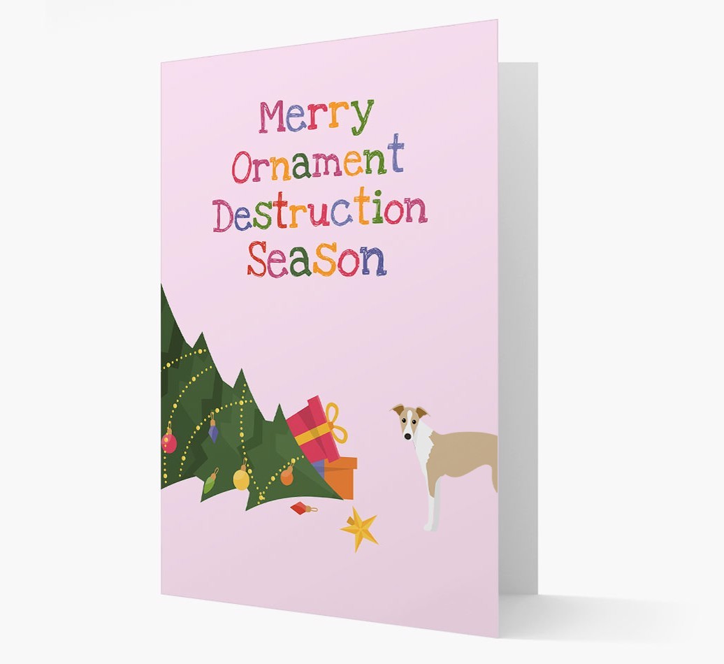 'Merry Ornament Destruction Season' Christmas Card with {breedCommonName} Icon