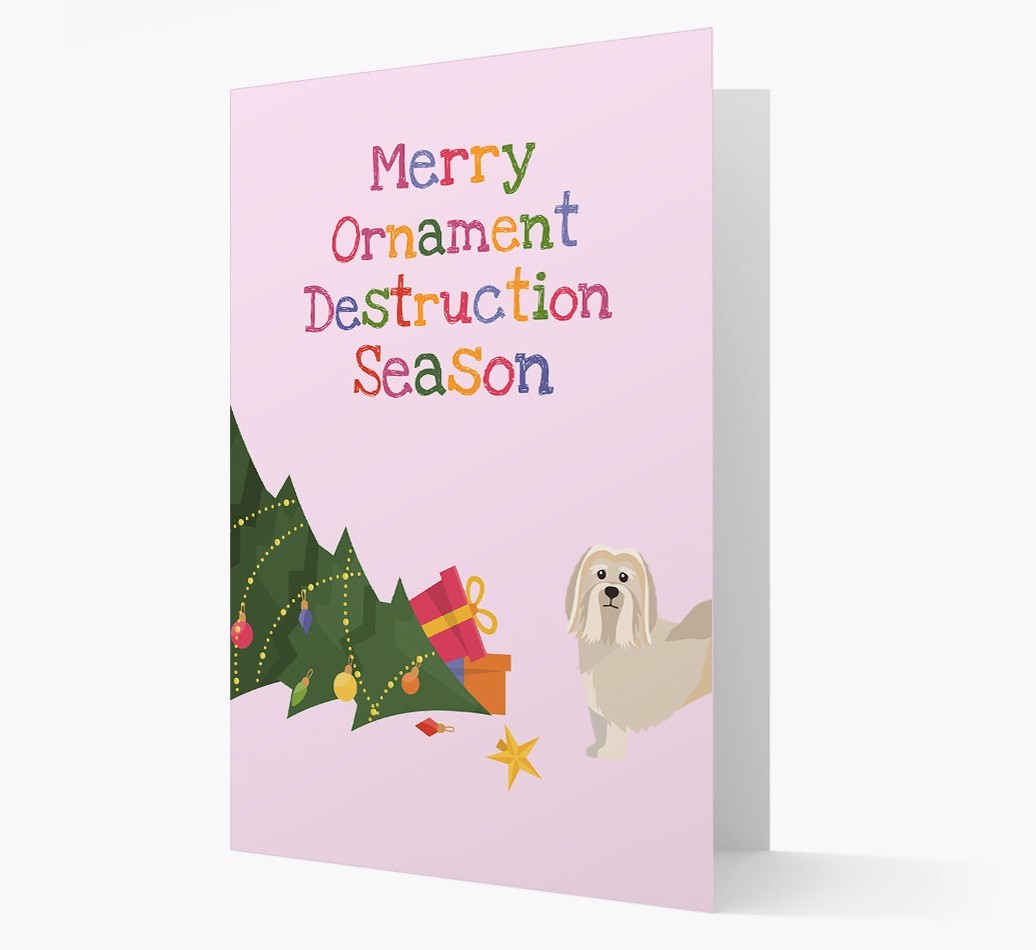 'Merry Ornament Destruction Season' Christmas Card with {breedCommonName} Icon