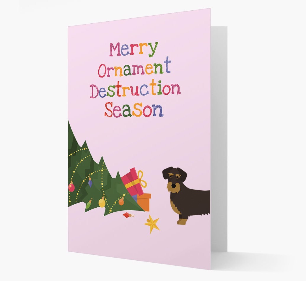 'Merry Ornament Destruction Season' Christmas Card with {breedCommonName} Icon