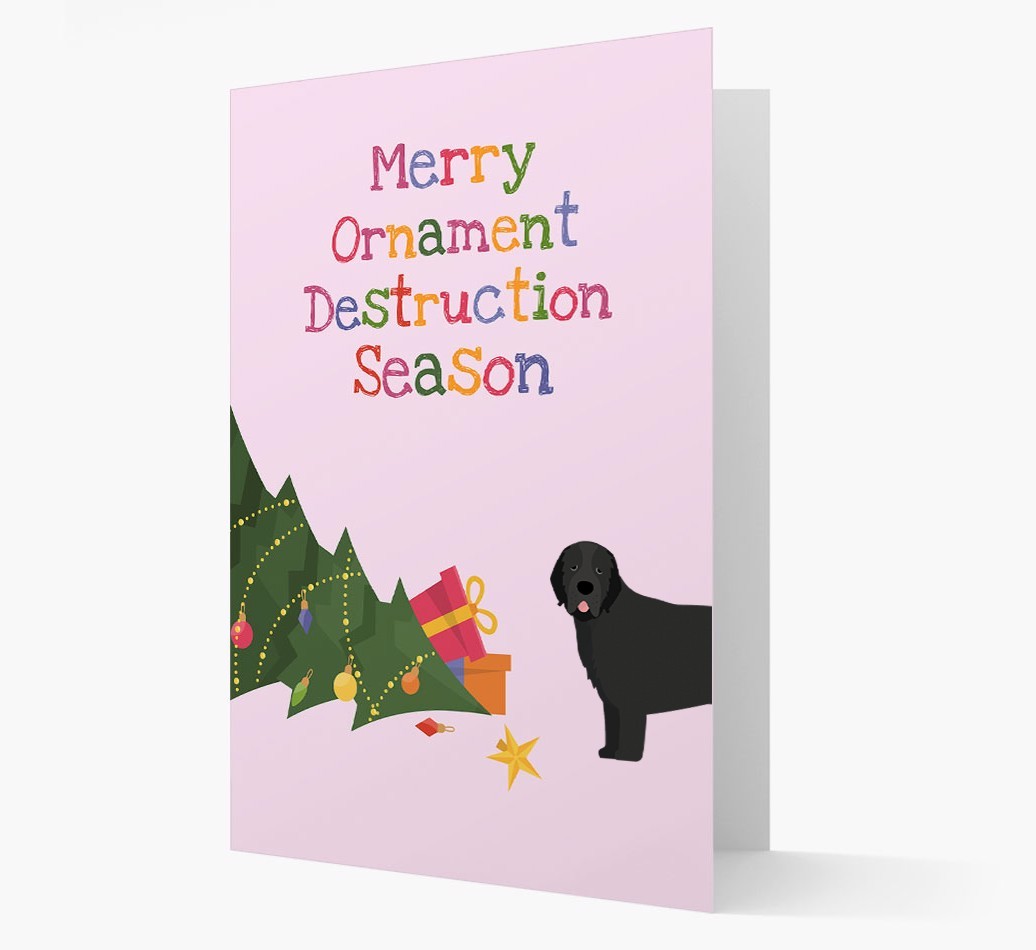 'Merry Ornament Destruction Season' Christmas Card with {breedCommonName} Icon