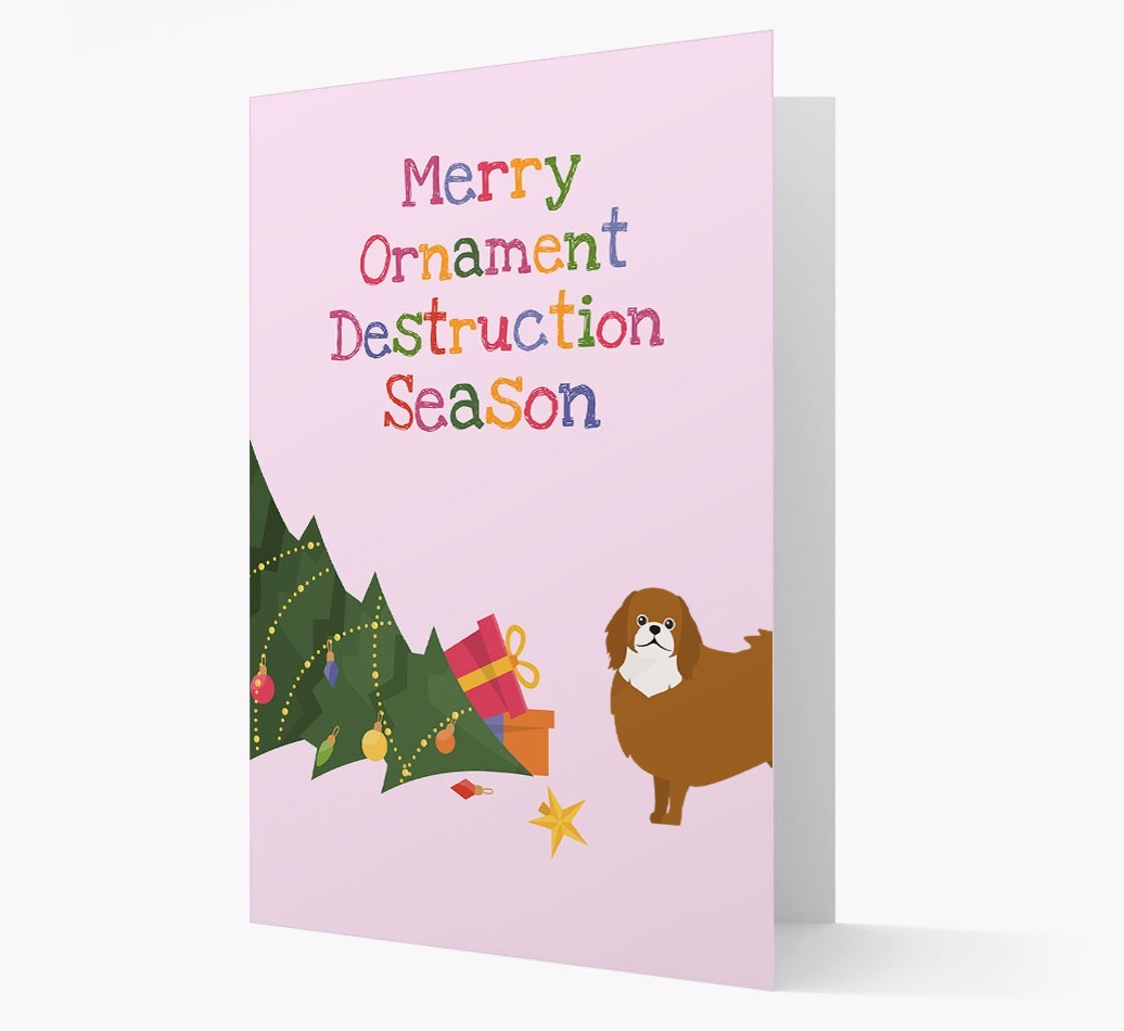 'Merry Ornament Destruction Season' Christmas Card with {breedCommonName} Icon