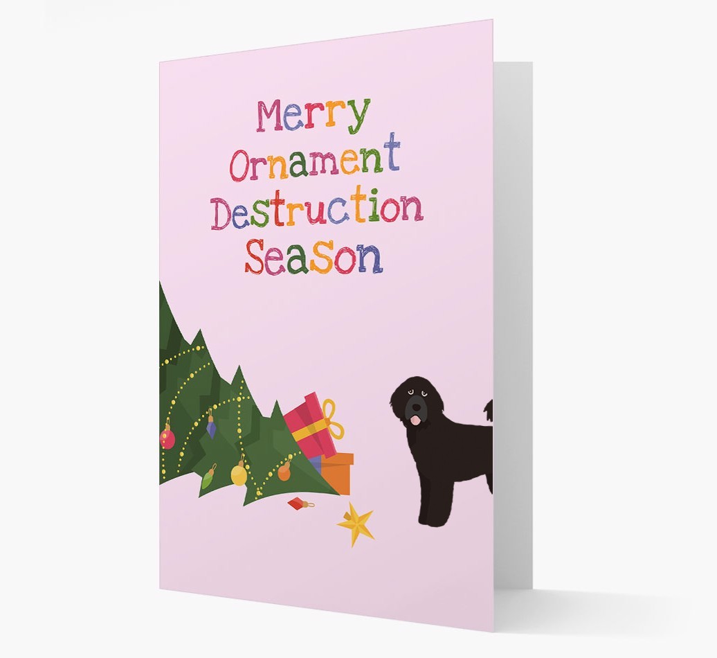 'Merry Ornament Destruction Season' Christmas Card with {breedCommonName} Icon