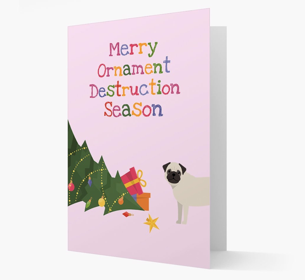 'Merry Ornament Destruction Season' Christmas Card with {breedCommonName} Icon
